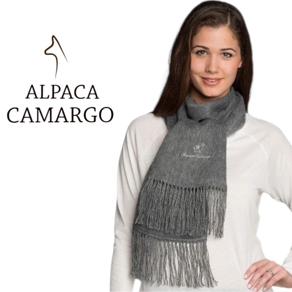 Alpaca Camargo Alpaca Blend Peruvian Gray Scarf - Picture 1 of 8